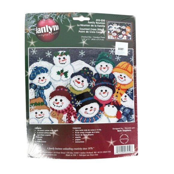 Janlynn Counted Cross Stitch Family Reunion Snowman Kit #03-250 2002 NEW - Picture 1 of 2